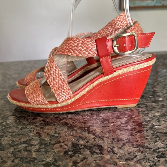 Andrew Geller Wedge Sandals with rafia Braided Straps EUC 8 - Picture 7 of 10